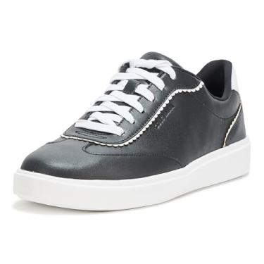 Imagem de Cole Haan Tênis feminino Grand Crosscourt Arlowe, Couro preto/couro branco, 6 Wide