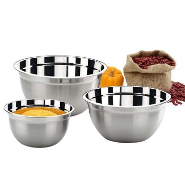 Imagem de Conjunto De Tigelas Brinox Suprema Em Aço Inox 2107/100 - 3 Peças Inox