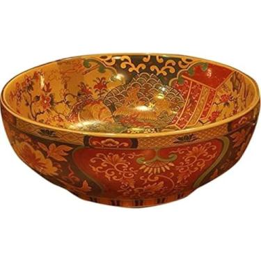 Imagem de Pia De Vaso De Lavagem De Vaidade De Banheiro Acima Do Balcão, Pia De Banheiro Bacia De Bancada Vintage Colorida Bacia De Lavagem De Cerâmica De Arte De Jardim, B, 40 * 15CM