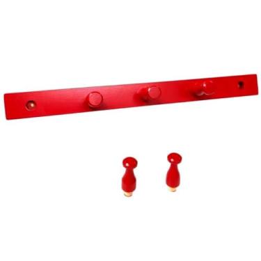 Imagem de Cabideiro em Madeira para Parede/Porta Fixo - Vermelho
