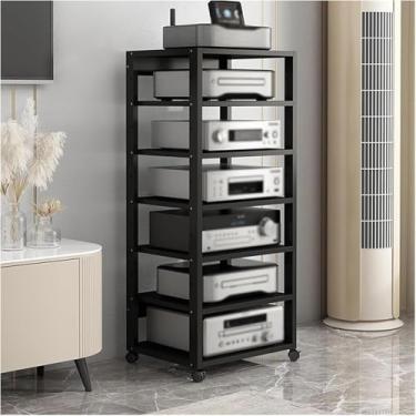 Imagem de 5/6/7 Tier Stereo Udio Medi Cbinet Para Sala De Estar, Escritório Casa Theter Movble Video Rck Tower Dvd Record Plyer Stnd Speker Mplifier Gming Consoles Turntble Holder, Unidad, Black, 5 tier