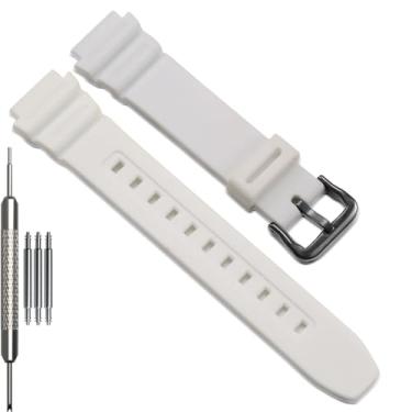Imagem de Pulseira de borracha masculina série F108WH compatível com Casio A158WA AE1200WH A168WA W800HG MRW200H W218H (pulseira branca com fivela preta)