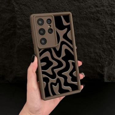 Imagem de YOGISU Capa macia com padrão listrado de luxo para Samsung A56 (para Samsung A56/marrom 028)