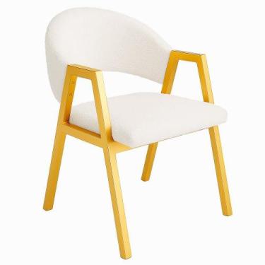 Imagem de Cadeira de Jantar Antonella Veludo Estilo Poltrona Com Pés Dourado - 7