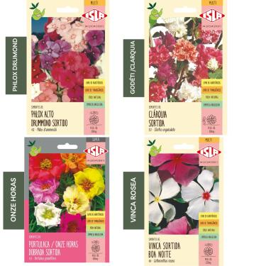 Imagem de Kit 4 Sementes de Flores (Godetia, Phlox Sortido, Onze Horas, Vinca Rosea)