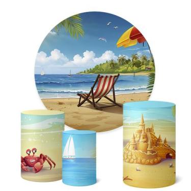 Imagem de Trio Capas Cilindro Painel Redondo 1,50m Verão Praia - Fadrix, K1PRA00