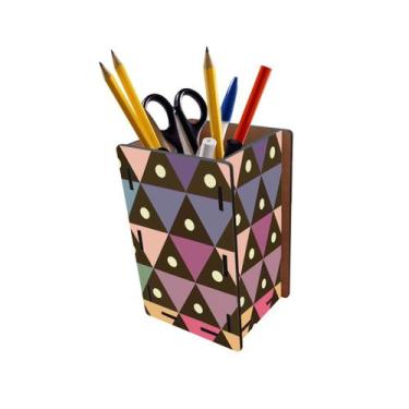 Imagem de Porta Lápis e Canetas Triangulos Bolinha Colorido - PoloCat Acessórios