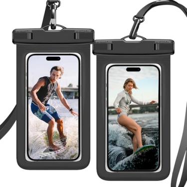 Imagem de Arla Youky Bolsa de telefone impermeável IP68 flutuante à prova d'água, bolsa seca cruise Essentials com cordão ajustável para iPhone 16 Pro Max/15 Pro/Galaxy S24 S23 (2-Preto)