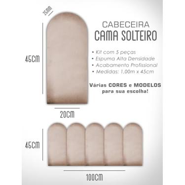 Imagem de Kit Cabeceiras Nuvem Infatil Estofada Cerquinha Modular Cama Solteiro Casal King Queen 45X20 Módulos Adesivos (Bege, Solteiro)