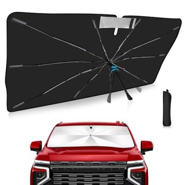 Imagem de Guarda-sol para para-brisa atualizado 2025, ajuste personalizado para Chevrolet Suburban 2021-2025, capa de carro com proteção UV dobrável, escudo de chuva de emergência e protetor de painel