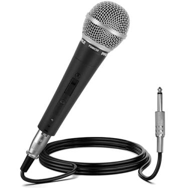 Imagem de Pyle Microfone vocal dinâmico profissional - Microfone portátil unidirecional cardioide dinâmico com interruptor ON/OFF Inclui cabo de áudio XLR de 4,5 m para conexão de áudio de 1/4" - PDMIC59