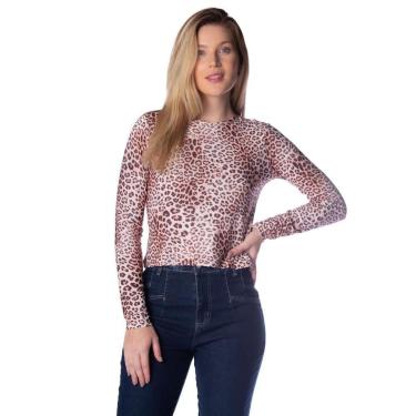 Imagem de Blusa Feminina Infinitto Lady Estampa de Onça Marrom Claro-Feminino