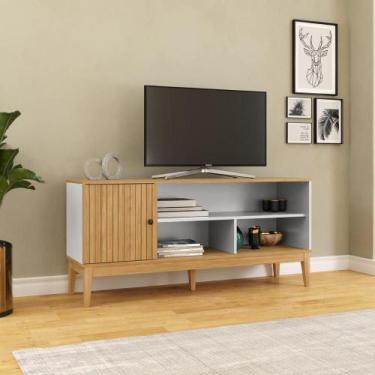 Imagem de Rack para TV Sala de Estar 136cm 1 Porta Prateleira e Nichos - Movelbe