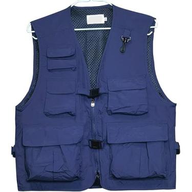 Imagem de Colete De Carga Para Homens E Mulheres Ao Ar Livre Para Caça Militar Escalada E Pesca Colete Fotográfico Com Vários Bolsos, Blue, S