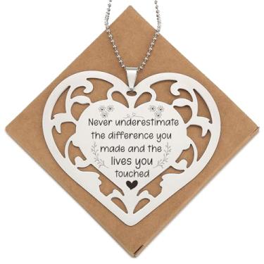 Imagem de Ornamento de coração presente de agradecimento para professor enfermeira colega de trabalho voluntário, diferença que você fez citação lembrança para aposentadoria, Natal, Ação de Graças, semana de