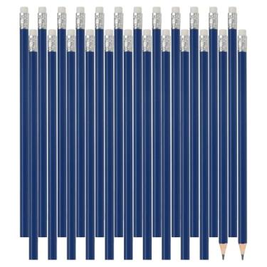 Imagem de PATIKIL Lápis de madeira hexagonais a granel, pacote com 24 lápis de grafite HB com borracha para material de escritório, materiais de desenho de arte de marcação de engenharia, azul
