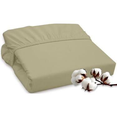 Imagem de ROYALE LINENS Lençol com elástico California King 300 fios 100% algodão penteado longo - lençol de baixo com bolso profundo super macio - lençol com elástico (king cal, verde sálvia)