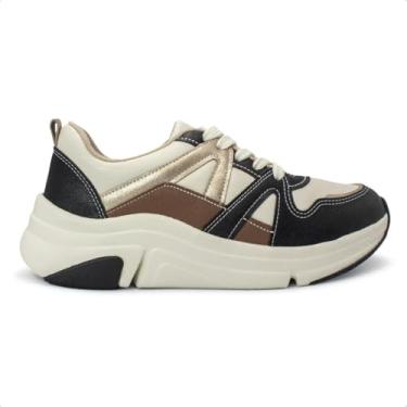 Imagem de Tênis Modare Feminino Napa Ultraconforto Casual Bco Off/preto/dourado/camel 7401.102.29627.102302 36