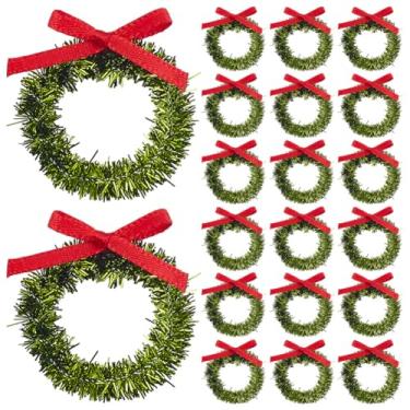 Imagem de GOMAKERER 24 peças de mini guirlanda de Natal, guirlanda de Natal em miniatura para casa de bonecas, acessórios de decoração, enfeites de árvore de Natal para decoração de festivais, verde-oliva