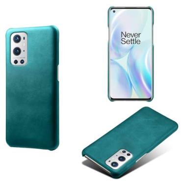 Imagem de Capa para Oneplus 9 PRO,Proteção contra quedas,Casca de volta de cor sólida simples,Design de couro de imitação de plástico-Green