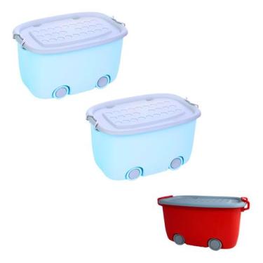 Imagem de Kit Organizadores Infantis Para Jogos Livros Lego 2m E 1p - Tibaby, Az