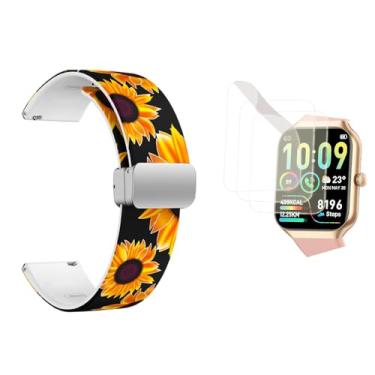 Imagem de Covthch Pulseira de relógio inteligente P99 com protetor de tela, pulseira esportiva de silicone macio de 22 mm, compatível com smartwatch Togala/Motast/Jugeman P99 de 5 cm