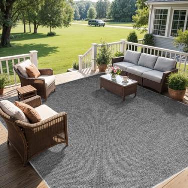 Imagem de LBRO2M Tapete lavável de juta sintética 12 x 18 cm para sala de estar, quarto, aparência de juta natural, tapete durável, sólido que não cai ecológico (5 x 7 preto cinza)