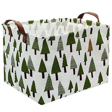 Imagem de FXOCSHE Cesto de árvore, cesto de roupa suja, cesto de roupa verde, para cesto de bebê, organizador de brinquedos, decoração de quarto de árvore, decoração de presente de Natal, cesta de presente