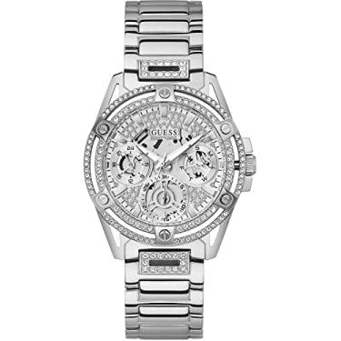 Imagem de GUESS US Relógio feminino prateado com strass recortado, Tom de prata