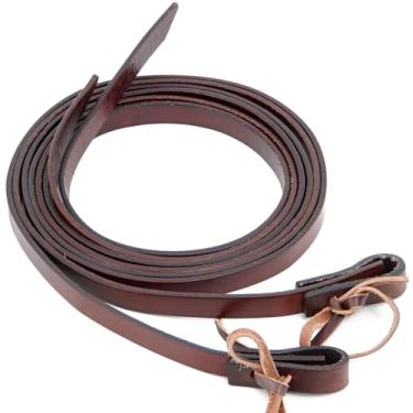 Imagem de QMYBROW Rédeas divididas de cavalo ocidental, couro de arnês pesado, 5/20.3 cm x 7', marrom