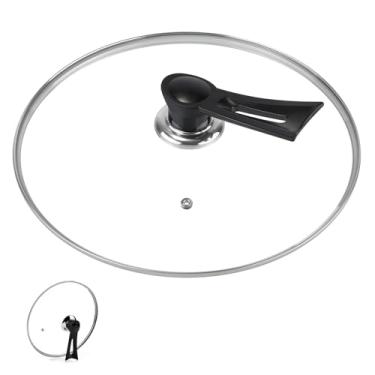 Imagem de Tyqzor Tampa de panela de 28 cm, tampa de panela universal, suporte para colocação vertical, vidro temperado transparente de 4 mm, compatível com lava-louças e fornos