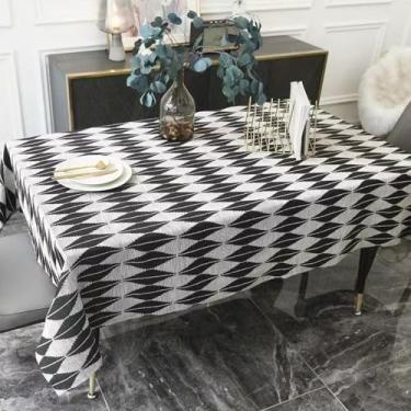Imagem de Toalha de mesa quadrada de centro para sala de estar, toalha de mesa de café, xadrez, com bolsos, tecido lavável, toalha de mesa impermeável para cozinha, decoração de casa de inauguração de casa