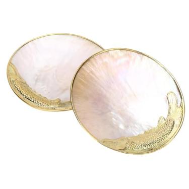 Imagem de Luqeeg 2 PCS Bandeja de Conchas Porta-Bijuteria em Formato de Concha de 12 Cm com Design Artesanal de Madrepérola, Bandeja de Joias Decorativa e Elegante para Aniversários