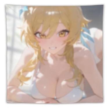 Imagem de LIEGBMEU Tapeçaria de biquíni sexy anime menina 152.4 cm x 152.4 cm interior exterior parede colcha arte decoração de tapeçaria caprichosa, AF303