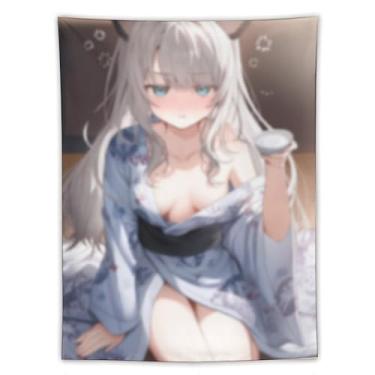 Imagem de LIEGBMEU Tapeçaria sexy de anime menina 152 x 203 cm arte de colcha de parede decoração de tapeçaria caprichosa AF162