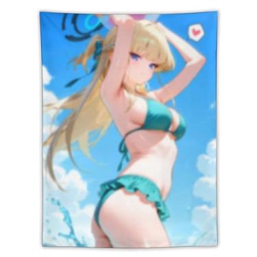 Imagem de LIEGBMEU Tapeçaria de biquíni sexy anime menina 152.4 cm x 203.2 cm interior exterior parede colcha arte decoração de tapeçaria caprichosa, AF415