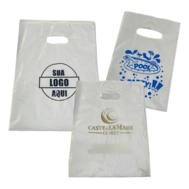 Imagem de Kit Sacolas Plásticas Personalizadas Silk 20x30 100 Unidades