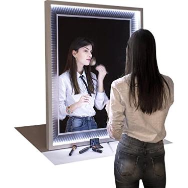 Imagem de Espelho com LED Camarim 77x97cm Moldura Branca Quarto Sala Banheiro