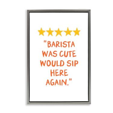Imagem de Stupell Industries Cute Barista Rating Review Gray Framed Floater Canvas Wall Art Design da JJ Design House LLC, 78 x 53 cm