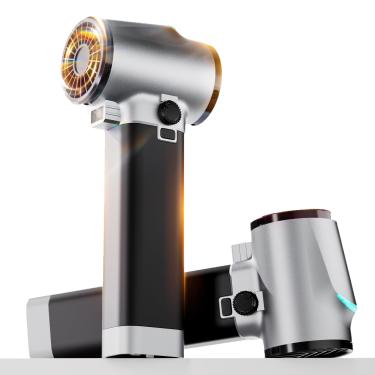 Imagem de Oley Turbo secador soprador de ar para carro, motor sem escovas de 750 W, velocidade infinitamente variável, luzes COB e aderência de silicone | soprador de folhas leve - para carro, pátio (preto