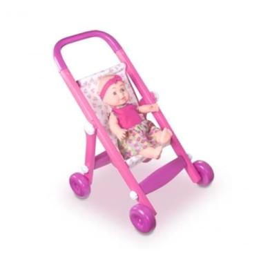 Imagem de Carrinho de Boneca Infantil para Passeio, Rosa, Brinquedo para Menina