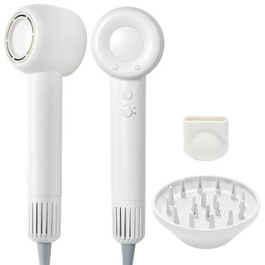Imagem de DIAMOND CHEF Secador de cabelo de alta velocidade, secador profissional de 1400 W com motor sem escovas, 12 opções de estilo, baixo ruído, branco