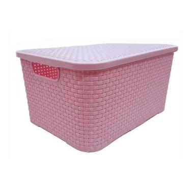 Imagem de Caixa Organizadora Rattan Color Premium 70 Litros. - Plastsu, Rosa