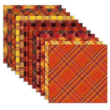 Imagem de 24 folhas de outono, xadrez, 29 x 29 cm, bloco de papel para scrapbook de Ação de Graças, xadrez, outono, outono, xadrez, papel cartolina dupla face para o outono, Dia de Ação de Graças, artesanato