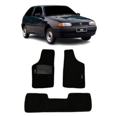 Imagem de Jogo Tapete Carpete Volkswagen Gol G2 G3 G4 1996 a 2007 Com Logo Borda