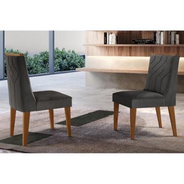Imagem de Kit 2 Cadeiras Sala Jantar Nevada 2 Un Imbuia-Capuccino/Linho Grafite - Rufato