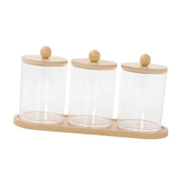 Imagem de Bothyi Organizador de maquiagem transparente para cotonetes, recipiente pequeno para armazenamento de acessórios, bolas, palitos de fio dental, casa e mesa, 3 Xícaras