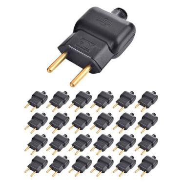 Imagem de Kit 25 Plug Macho 10A 2P Pino Prensa Cabo gigante bipolar 250V Ilumi, 