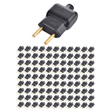 Imagem de Kit 100 Plug Macho 10A 2P Ilumi Pino Prensa Cabo gigante bipolar 250V,