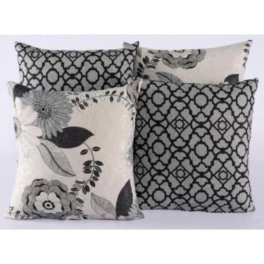 Imagem de Kit 4 Almofadas Jacquard Decorativas Sala Sofá 40x40 Cinza - CasaHome